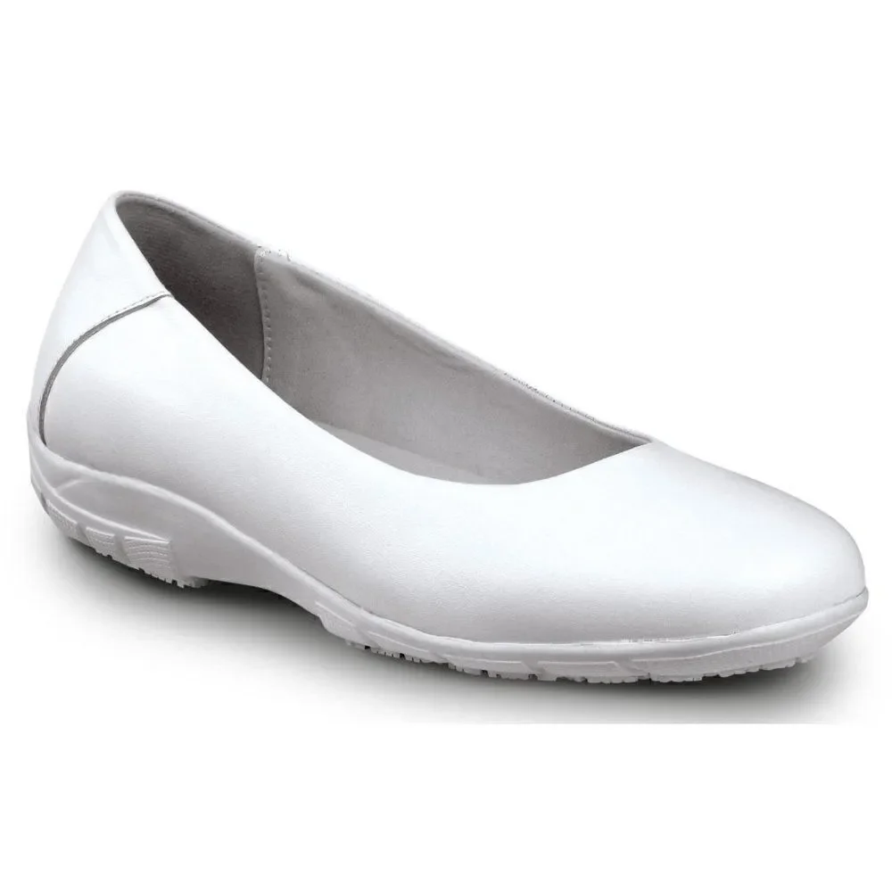 Womens White Slip Resistant Work Shoes Dress Flats
